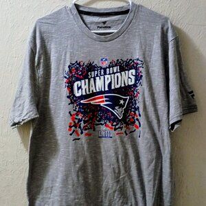 New England Patriots Super Bowl Champions T Shirt Mens Large Gray Fanatics NFL